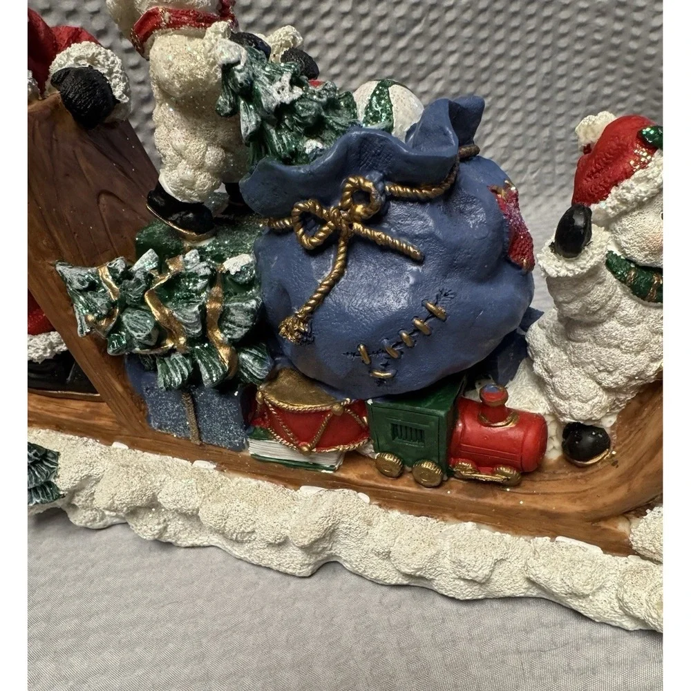 Vintage Santas Collection #99990 Santa and 2 Snowmen on a Sleigh Resin EUC